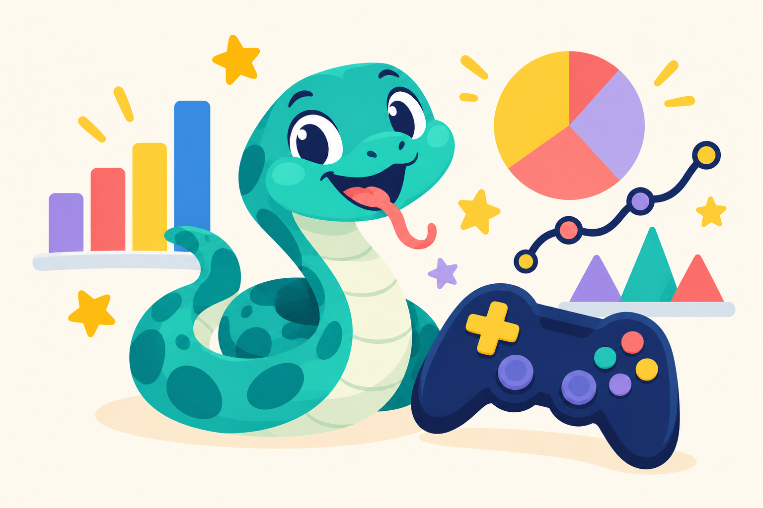 Playful illustration for the Python coding learning path