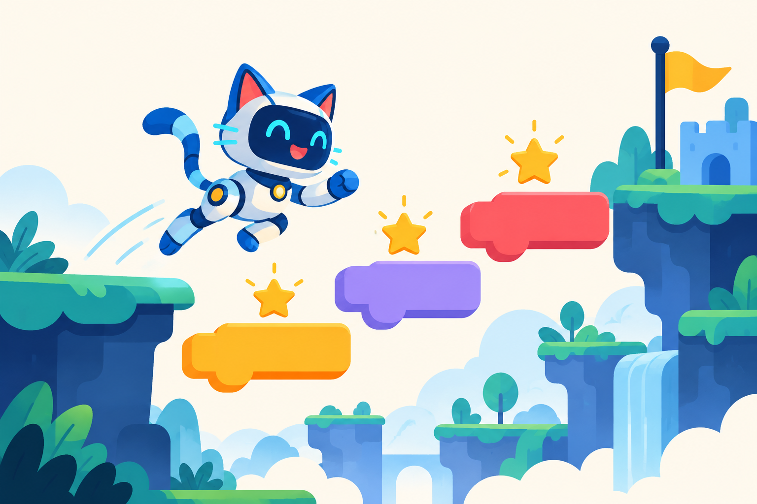 Colourful illustration of creative block coding